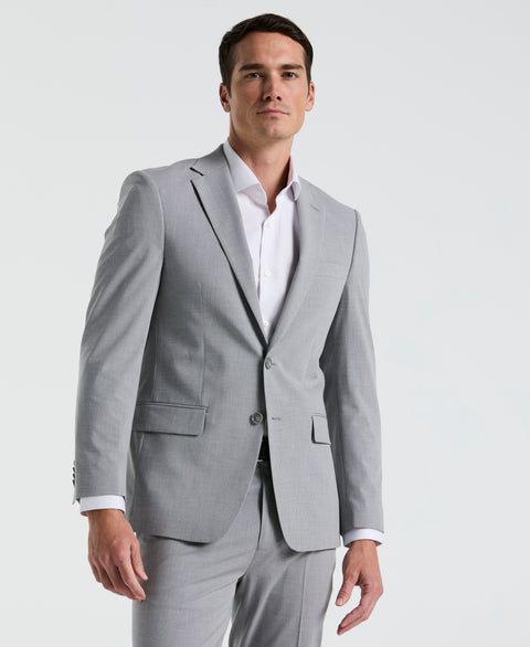 Slim Fit Mini Grid Pattern Suit Jacket (Grey) 
