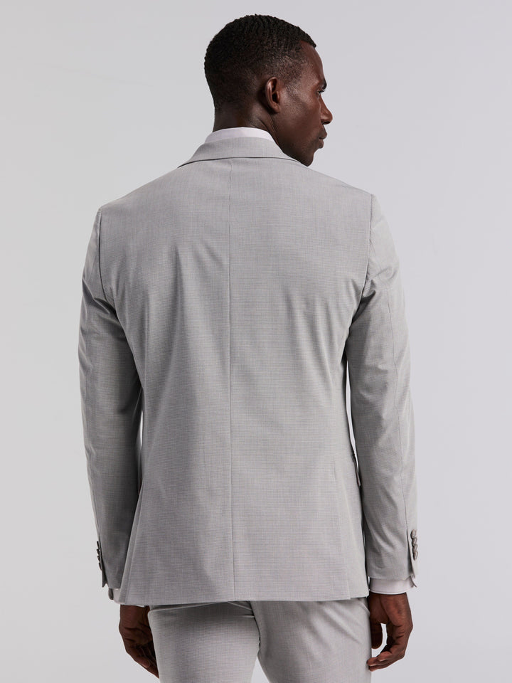 Slim Fit Mini Grid Pattern Suit Jacket (Grey) 