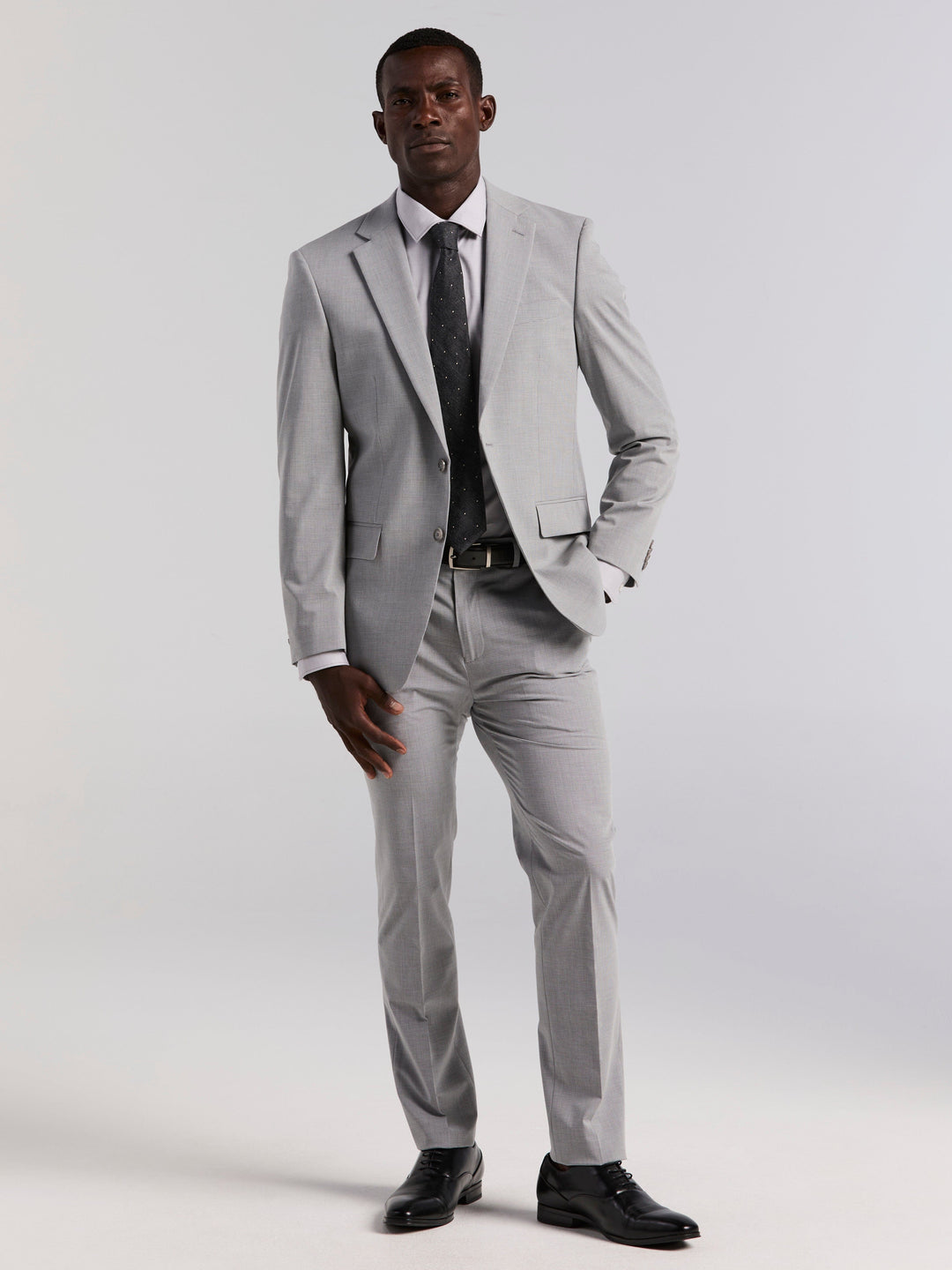 Slim Fit Mini Grid Pattern Suit Jacket (Grey) 