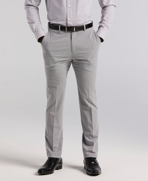 Slim Fit Mini Grid Pattern Suit Pant (Grey) 