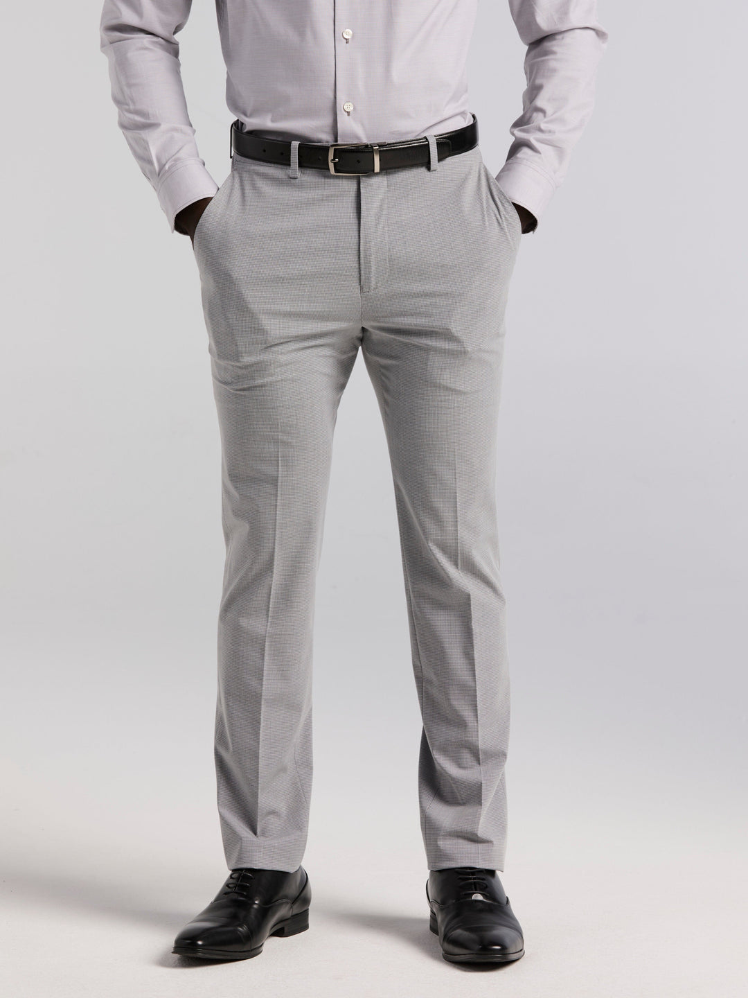 Slim Fit Mini Grid Pattern Suit Pant (Grey) 
