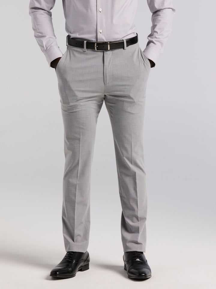 Slim Fit Mini Grid Pattern Suit Pant (Grey) 