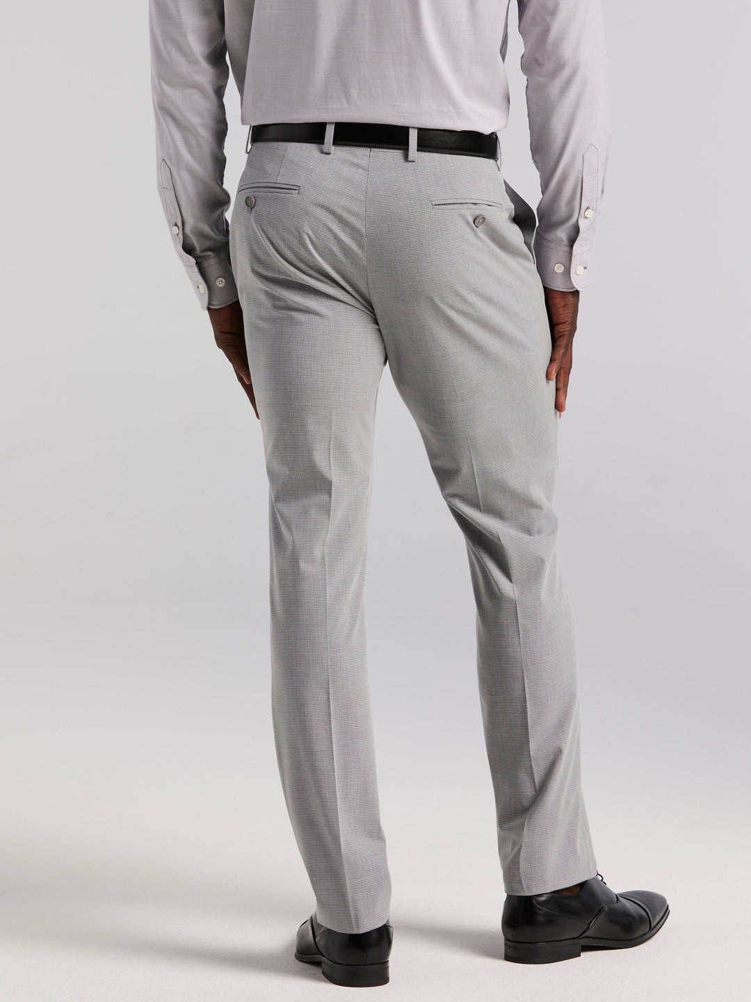 Slim Fit Mini Grid Pattern Suit Pant (Grey) 