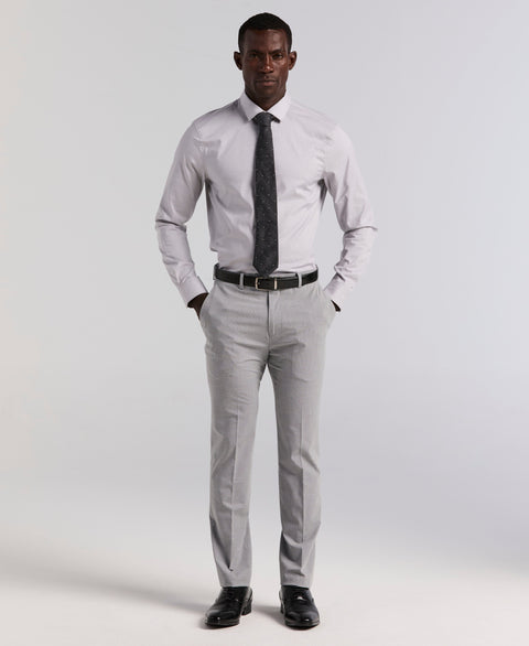 Slim Fit Mini Grid Pattern Suit Pant (Grey) 