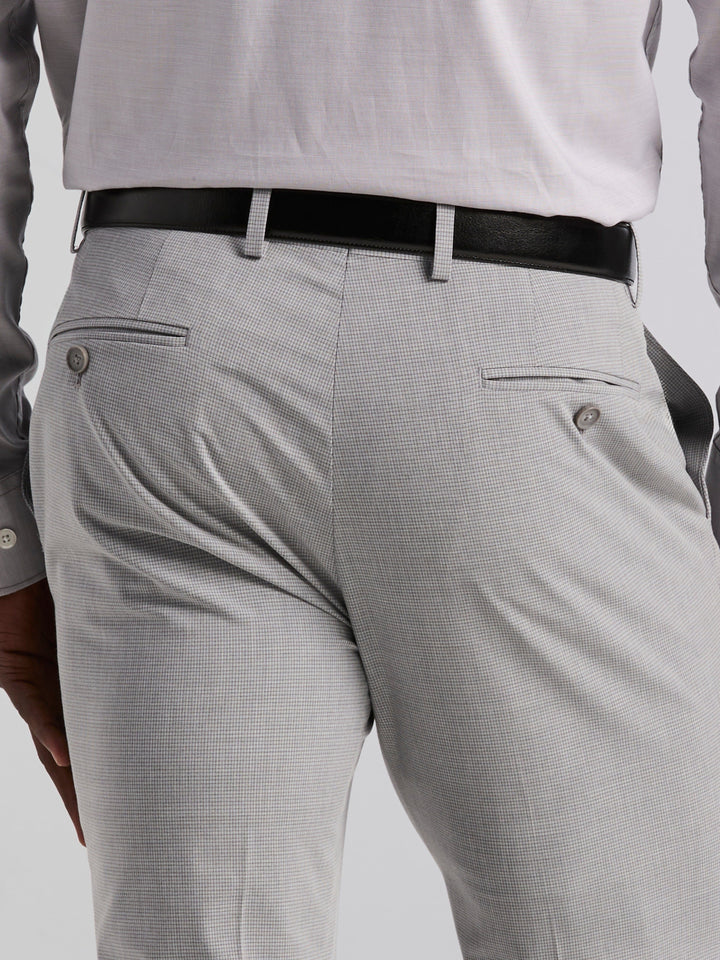 Slim Fit Mini Grid Pattern Suit Pant (Grey) 