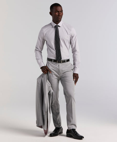 Slim Fit Mini Grid Pattern Suit Pant (Grey) 