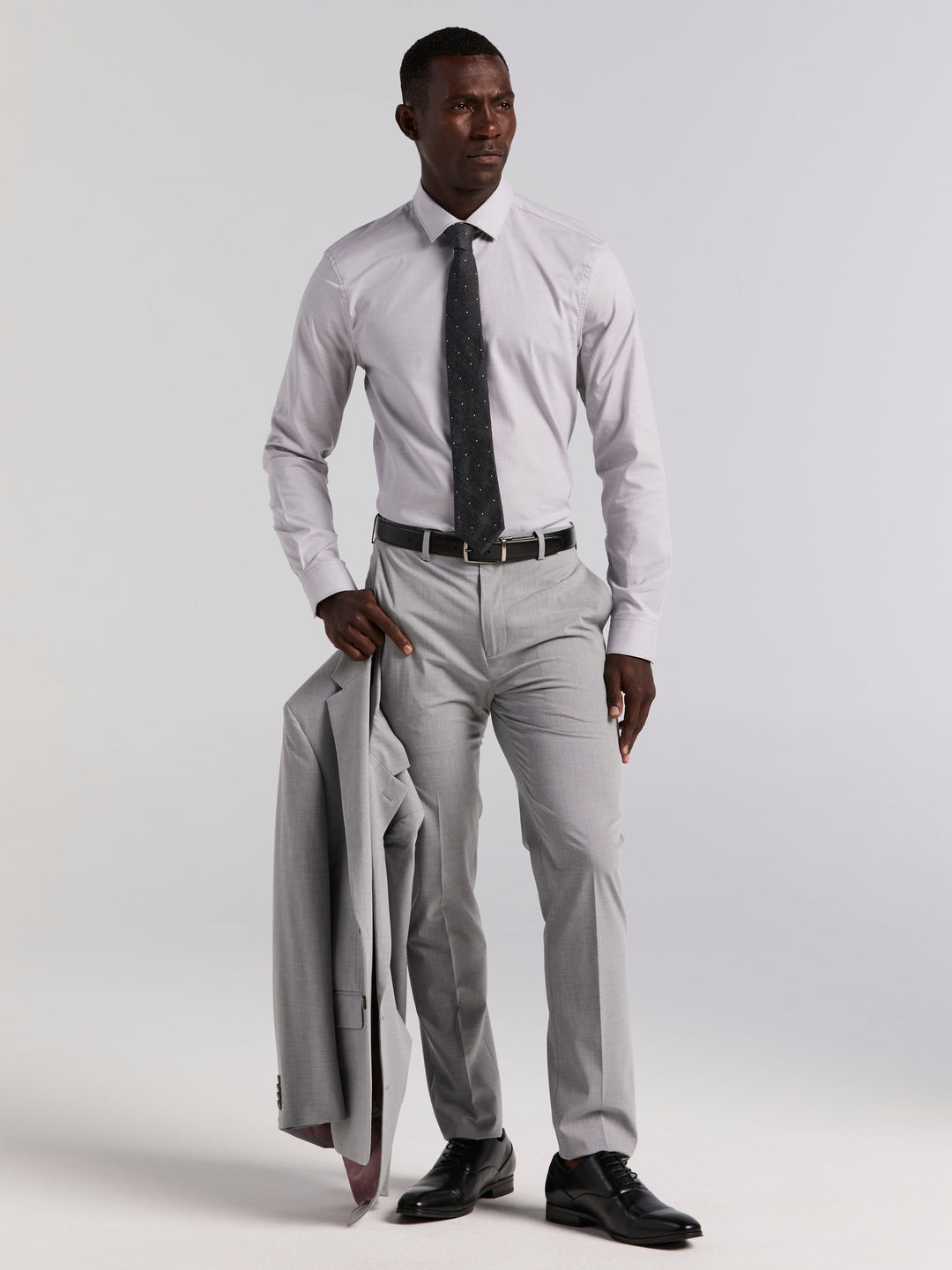 Slim Fit Mini Grid Pattern Suit Pant (Grey) 