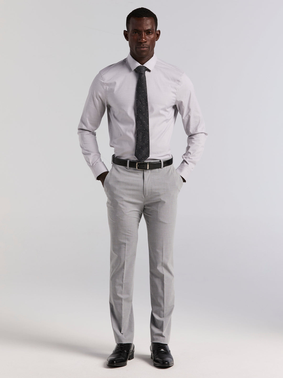 Slim Fit Mini Grid Pattern Suit Pant (Grey) 