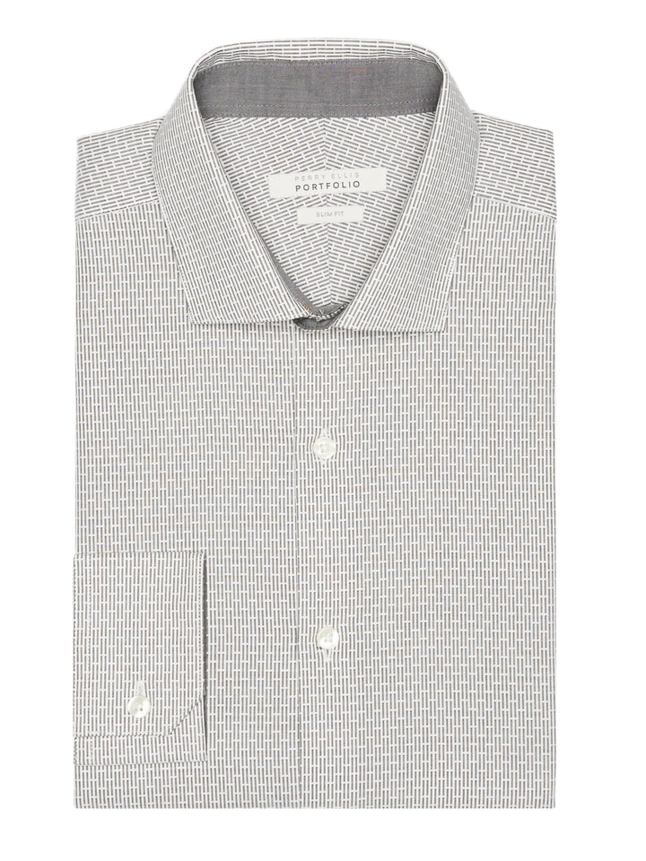 Slim Fit Mini Stripe Dobby Dress Shirt (Black/White Dobby Stripe) 