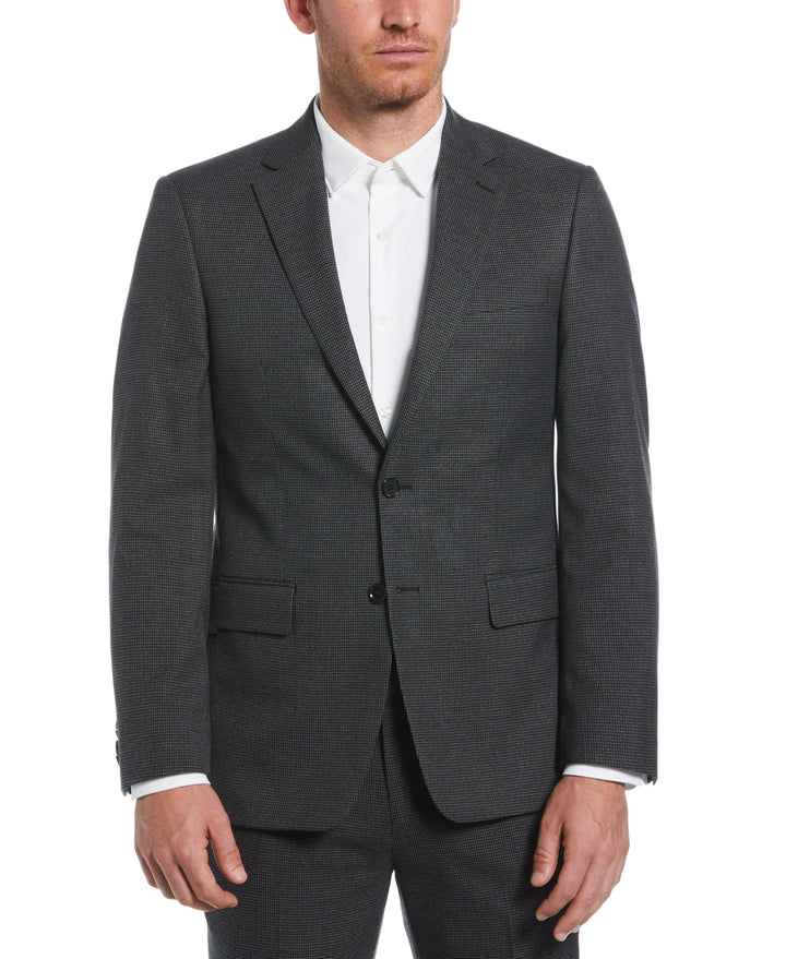 Slim Fit Notch Lapel Houndstooth Suit Jacket (Dark Charcoal) 