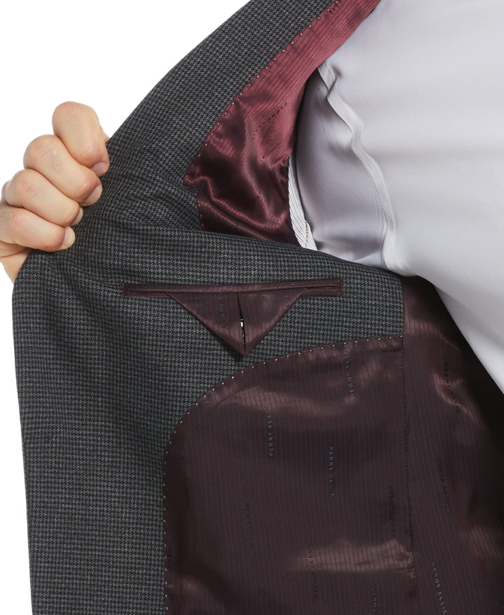 Slim Fit Notch Lapel Houndstooth Suit Jacket (Dark Charcoal) 