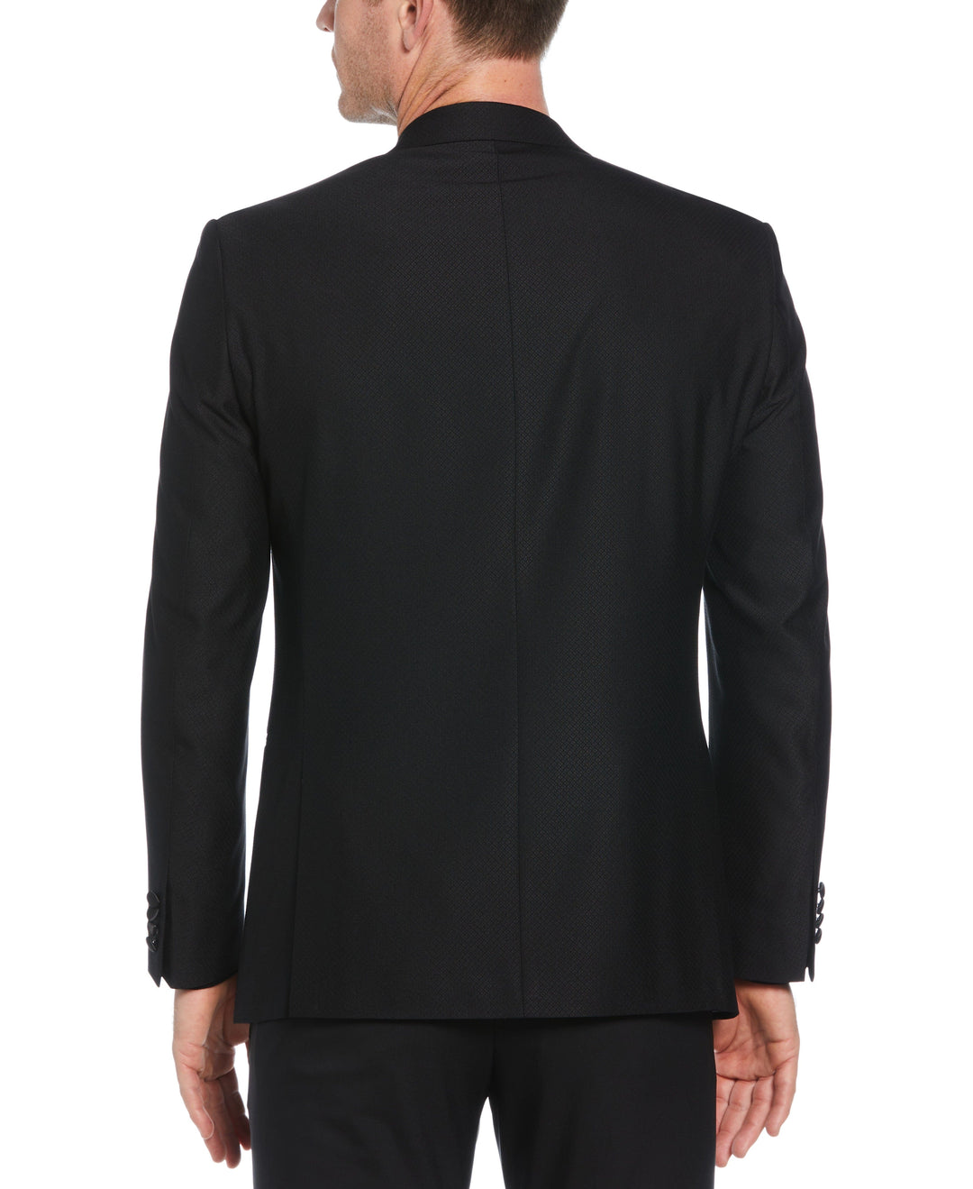 Slim Fit Peak Lapel Sport Coat with Satin (Black) 