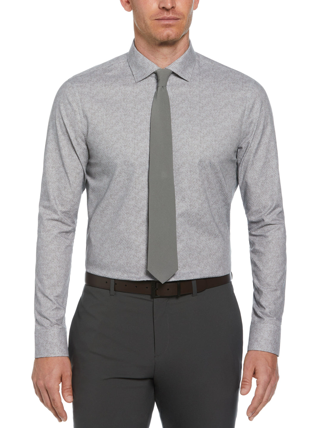 Pindot on Floral Shirt (Light Grey) 