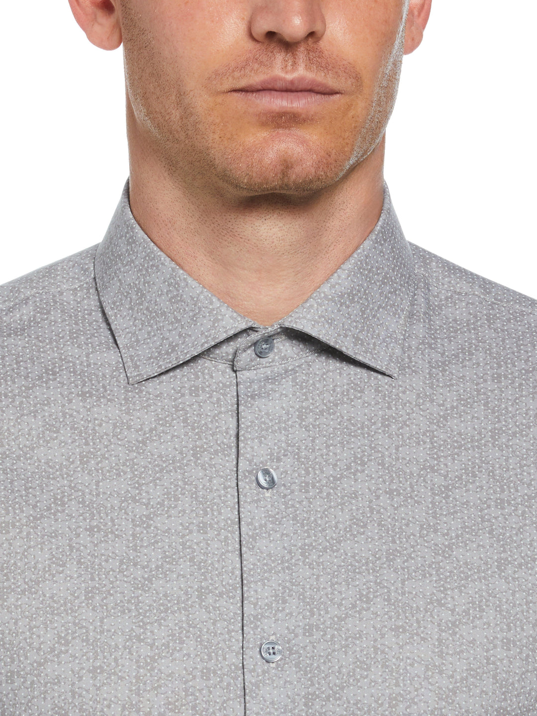 Pindot on Floral Shirt (Light Grey) 