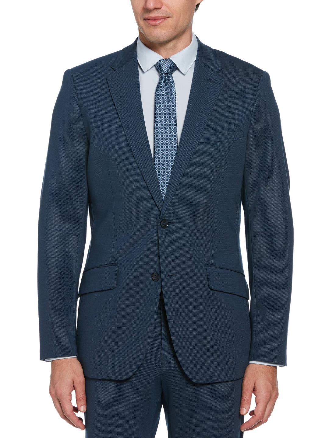 Slim Fit Stretch Knit Suit Jacket (Azure) 