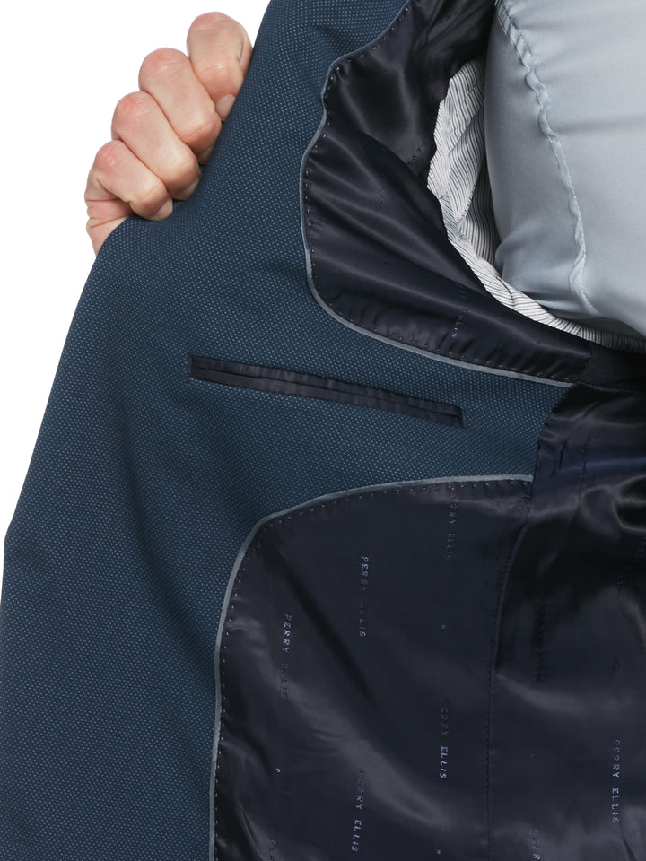 Slim Fit Stretch Knit Suit Jacket (Azure) 