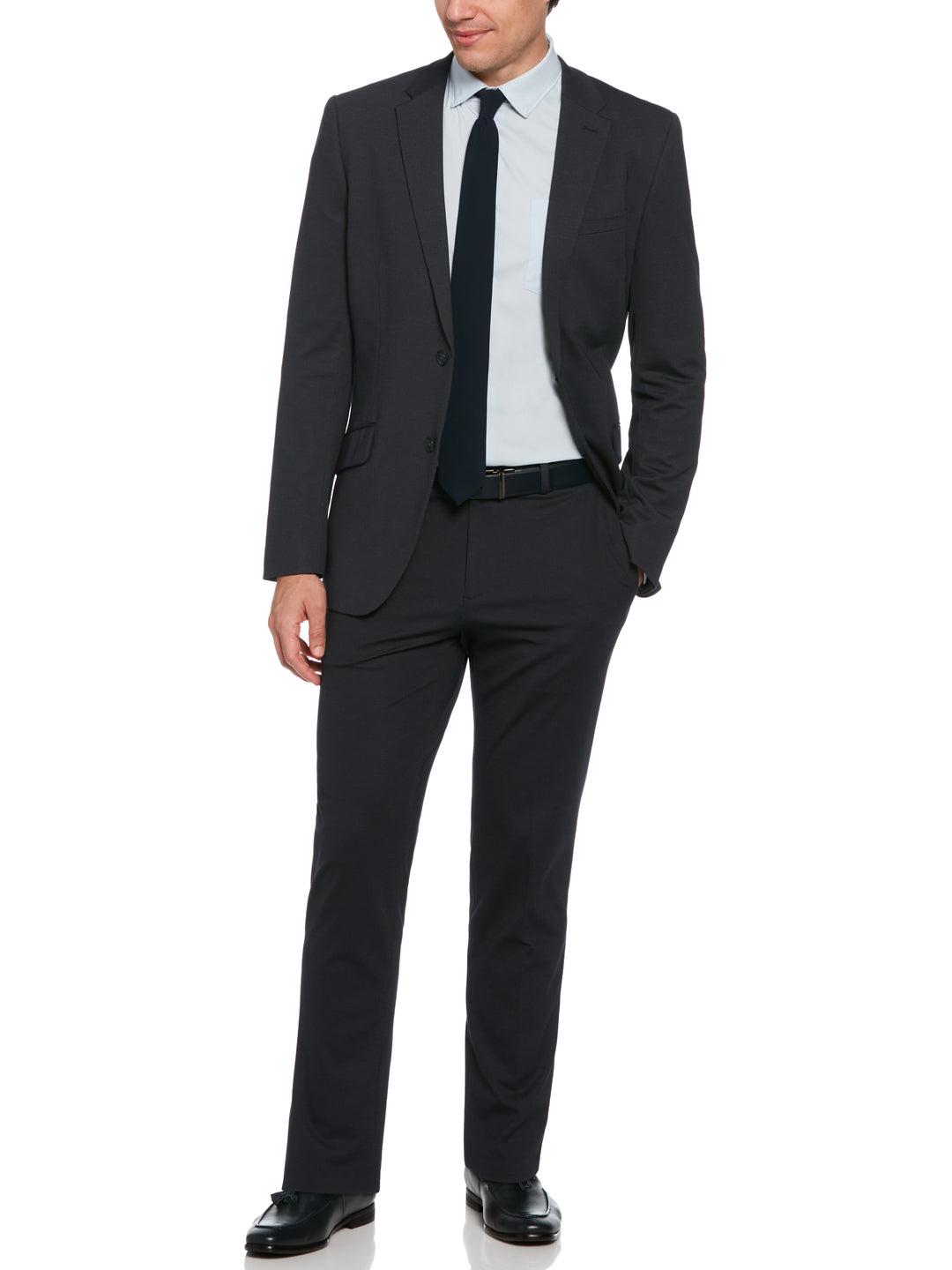 Slim Fit Stretch Knit Suit Jacket (Dark Sapphire) 
