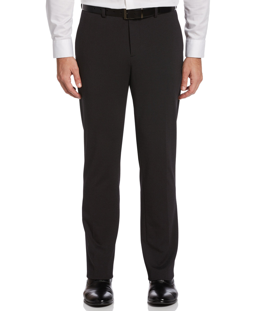 Slim Fit Flat Front Stretch Knit Suit Pant (Black)