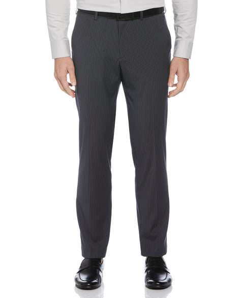 Slim Fit Pinstripe Flat Front Suit Pant (Dark Charcoal) 