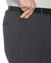 Slim Fit Pinstripe Flat Front Suit Pant (Dark Charcoal) 