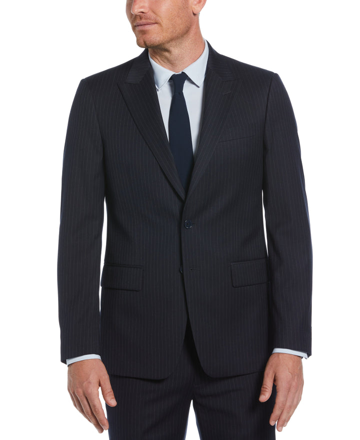 Pinstripe Peak Lapel Suit Jacket  (Navy/Grey) 