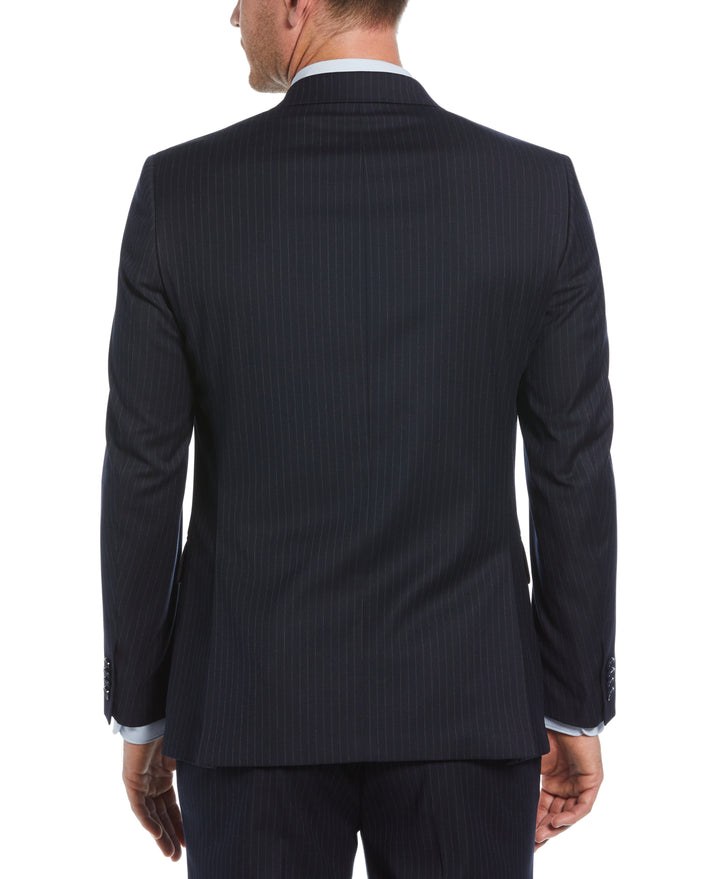 Pinstripe Peak Lapel Suit Jacket  (Navy/Grey) 