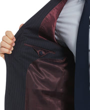 Pinstripe Peak Lapel Suit Jacket  (Navy/Grey) 