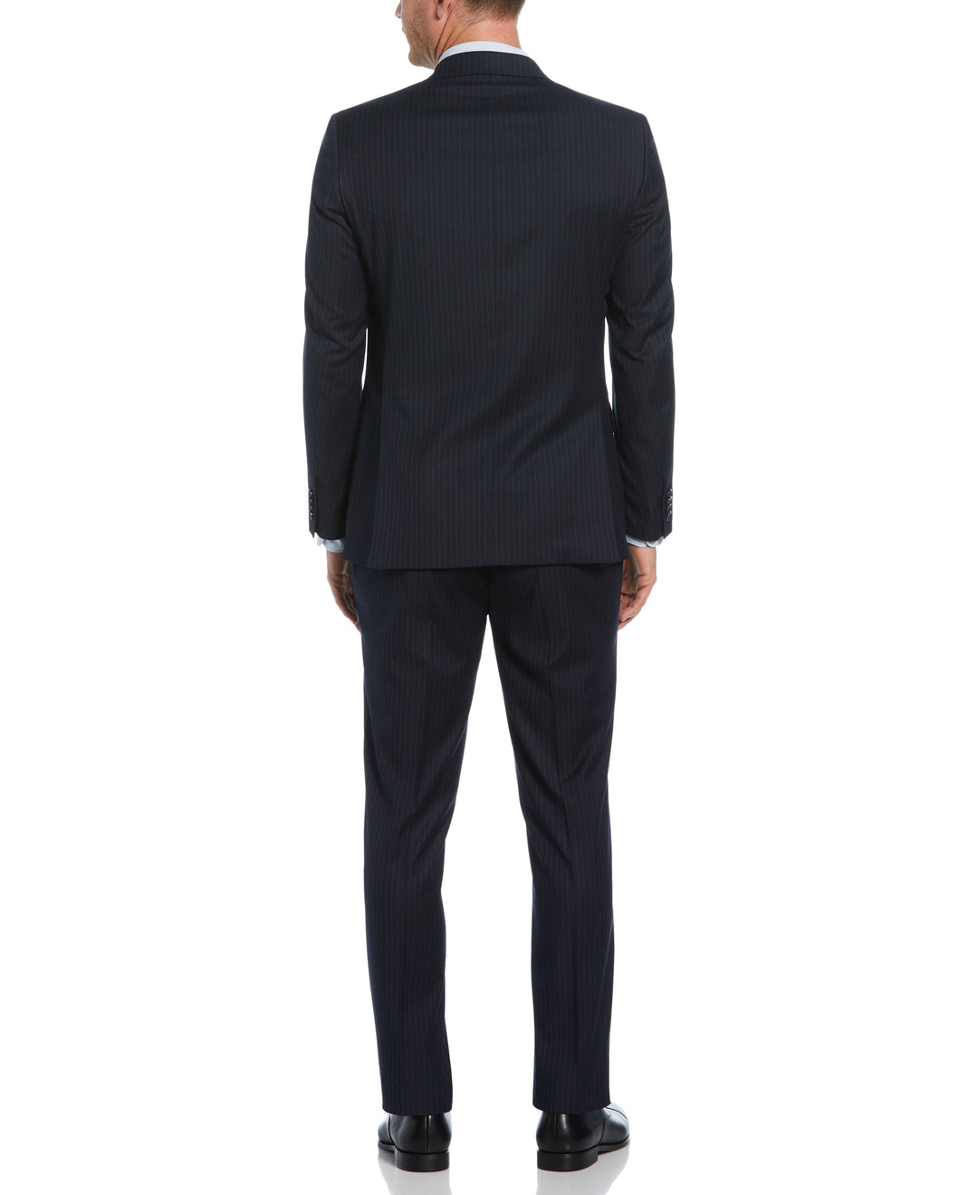 Pinstripe Peak Lapel Suit Jacket  (Navy/Grey) 