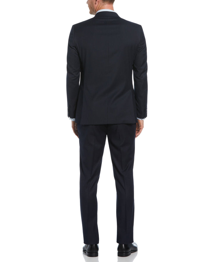 Pinstripe Peak Lapel Suit Jacket  (Navy/Grey) 