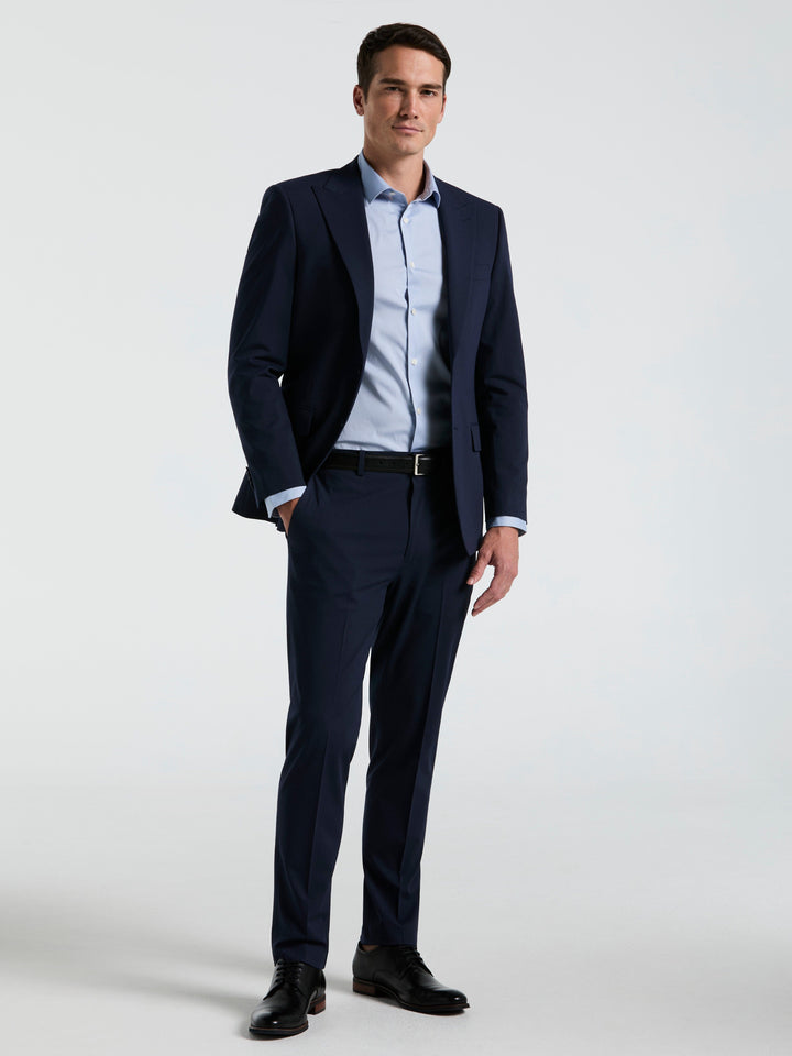 Slim Fit Pinstripe Suit Jacket (Blue) 