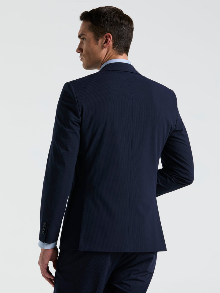 Slim Fit Pinstripe Suit Jacket (Blue) 
