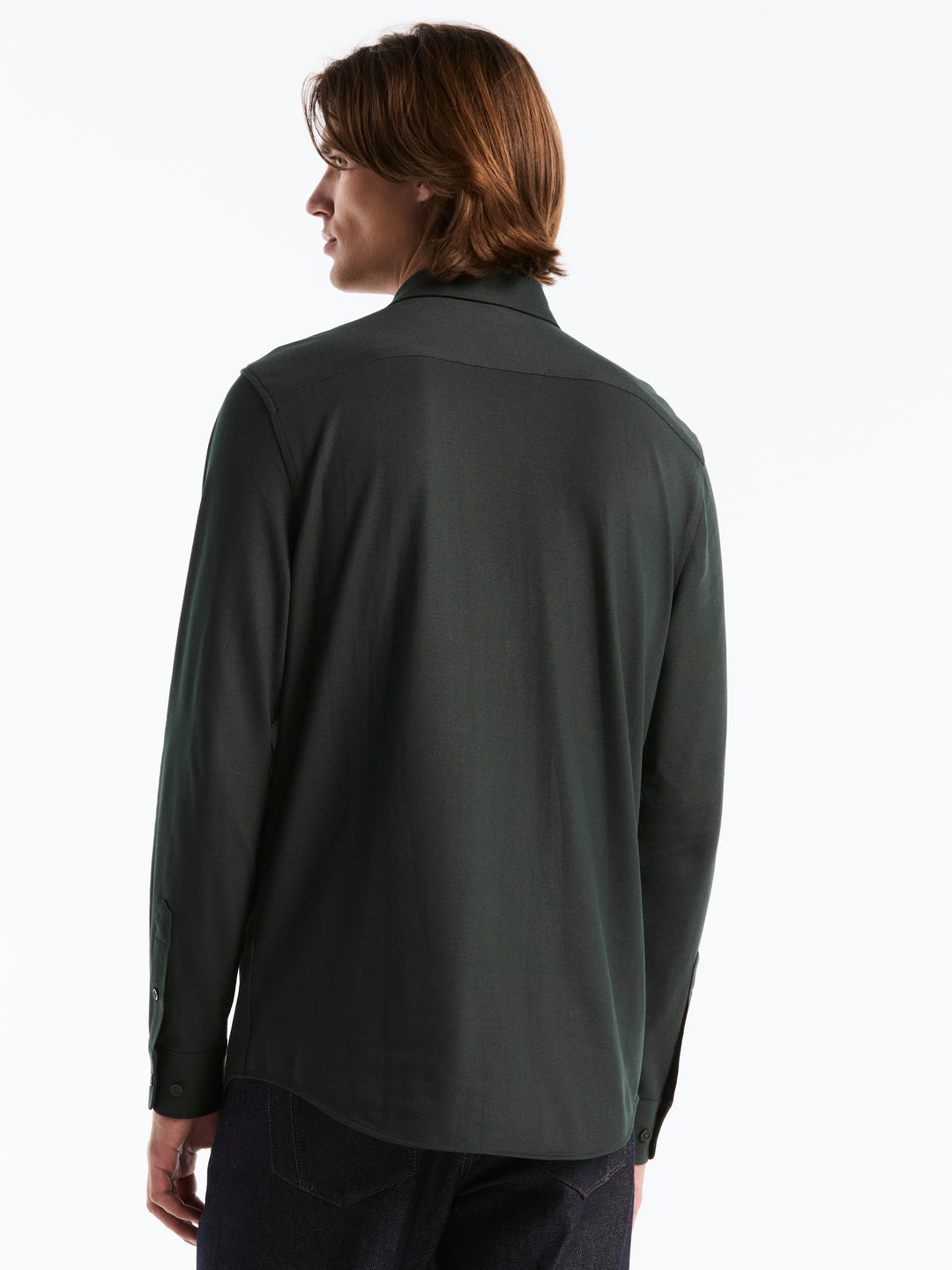 Slim Fit Pique Knit Long Sleeve Shirt (Forest River) 