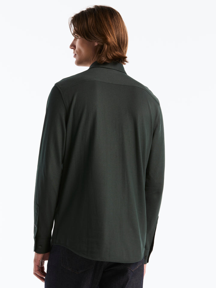 Slim Fit Pique Knit Long Sleeve Shirt (Forest River) 
