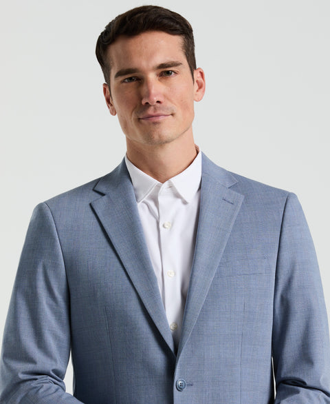 Slim Fit Blue Plaid Print Suit