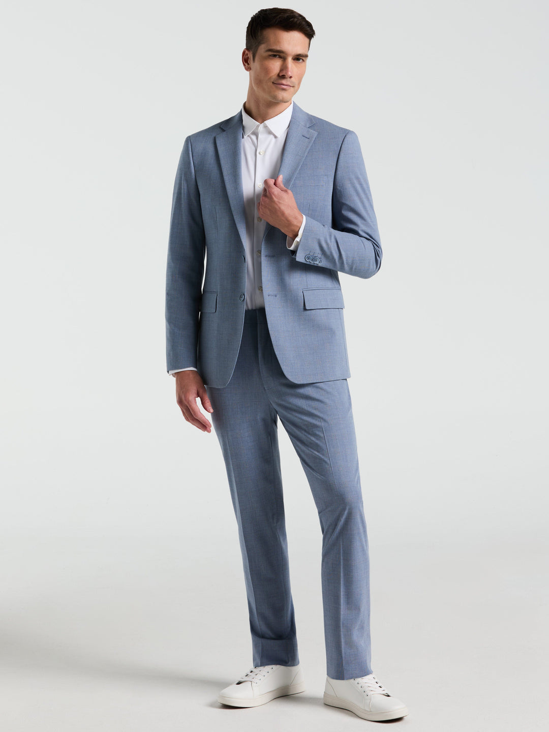 Perry Ellis Men's Slim Fit Plaid Print Suit Pants in Blue, Size 32, Polyester/Elastane/Viscose