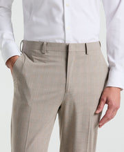 Slim Fit Plaid Print Suit Pant (Tan) 