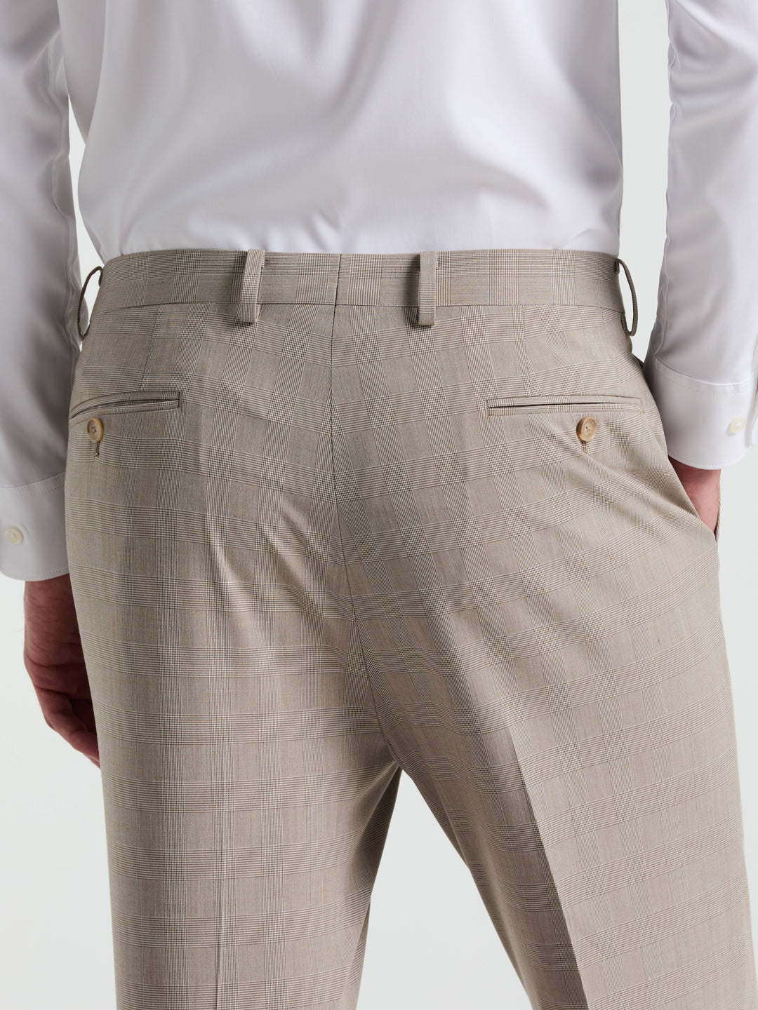 Slim Fit Plaid Print Suit Pant (Tan) 