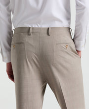 Slim Fit Plaid Print Suit Pant (Tan) 