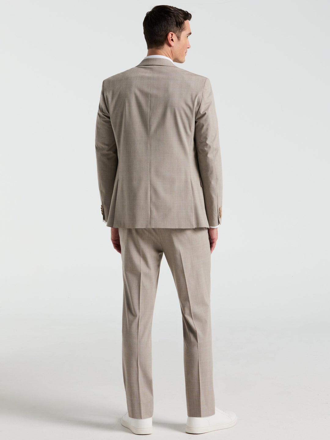 Slim Fit Plaid Print Suit Pant (Tan) 