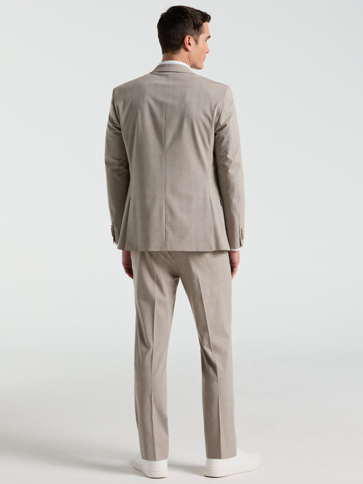 Slim Fit Plaid Print Suit Pant (Tan) 