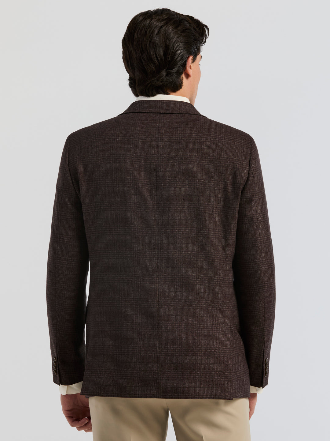 Brown Plaid Twill Slim Fit Sport Coat (Brown) 