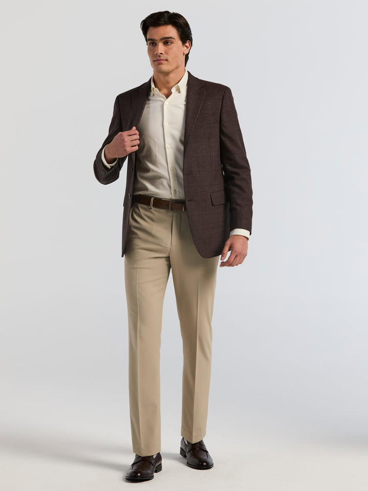 Brown Plaid Twill Slim Fit Sport Coat (Brown) 
