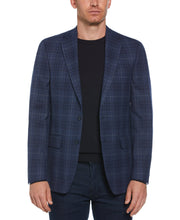 Slim Fit Plaid Tweed Sport Suit Jacket (Blue) 