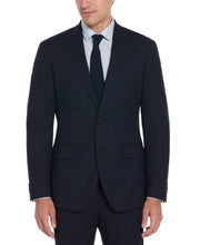 Slim Fit Fashion Plaid Suit Jacket (Navy) 