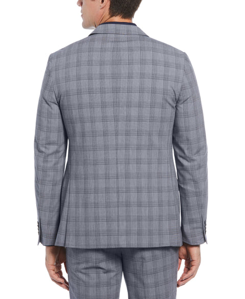 Slim Fit Light Navy Plaid Notch Lapel Suit Jacket (Navy) 