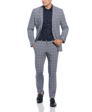 Slim Fit Light Navy Plaid Notch Lapel Suit Jacket (Navy) 