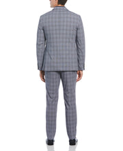 Slim Fit Light Navy Plaid Notch Lapel Suit Jacket (Navy) 