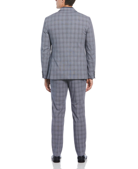 Slim Fit Light Navy Plaid Notch Lapel Suit Jacket (Navy) 