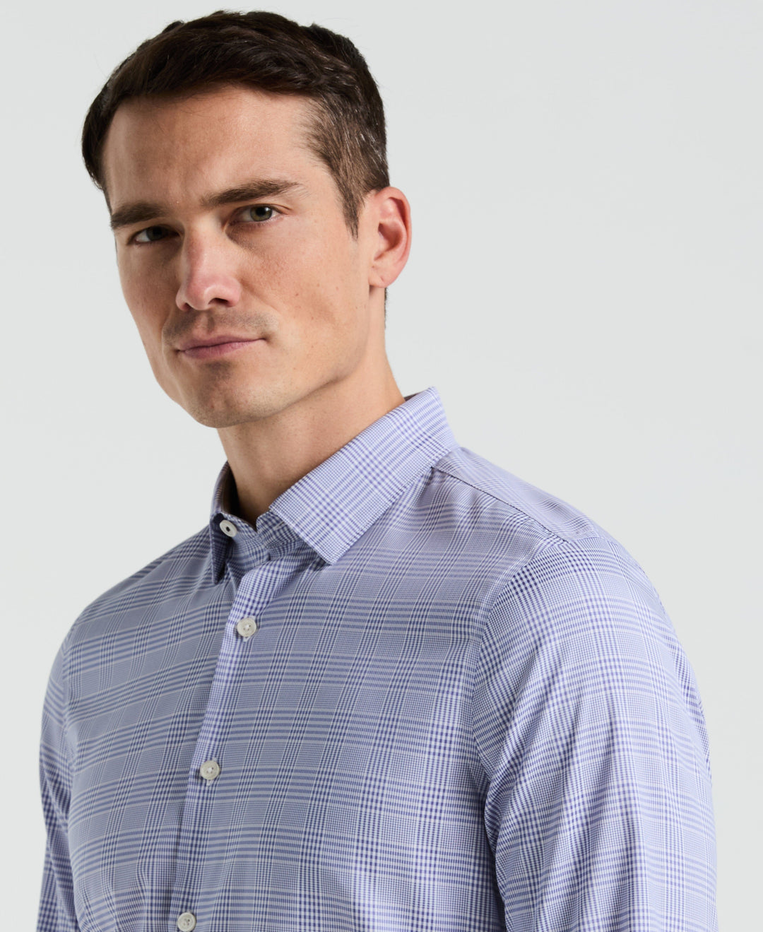 Slim Fit Plaid Shirt (Bleached Denim) 