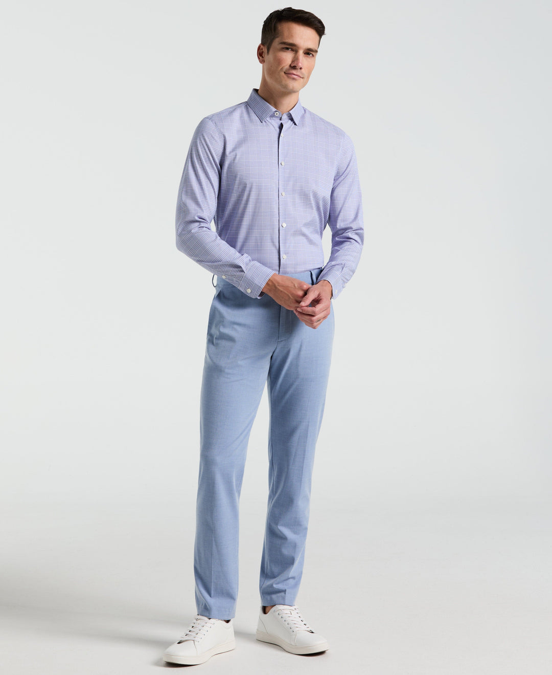 Slim Fit Plaid Shirt (Bleached Denim) 
